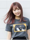 小顔ボブミディアムピンク20代30代40代くびれミディ韓国ヘア