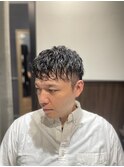MEN'S HAIRスパイキーショートブルーブラックフェザーパーマ