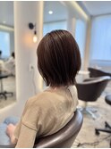くびれボブ／ぱつっと／ブリーチなしベージュ／くびれヘア