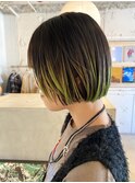 デザインカラーコントラストハイライト切りっぱなしボブ