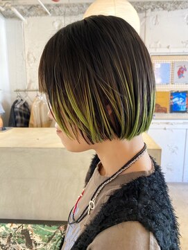 ルーム(Loom.) デザインカラーコントラストハイライト切りっぱなしボブ
