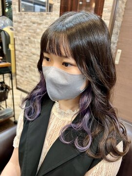 キャラ 池袋本店(CHARA) 色落ちまで可愛いパープルカラー【池袋インナーカラー】