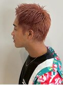 スパイキーショート ブリーチダブルカラー ピンクブラウン 20代