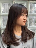 ナチュラルレイヤー×ツヤ髪ブラウン｜小顔見え韓国風ヘア