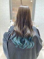 ヴィフ ヘアアンドデザイン(Vif hair&design)&nbsp;オリーブアッシュとターコイズグリーンのテールカラー