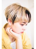 耳かけハンサムイメチェンショート／ハイライト＆ローライト