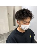 ツーブロック短髪モテるスーツ束感メッシュシークレットパーマ