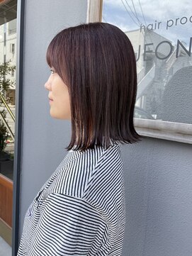 キュオンシア(CUEON. ciea) 切りっぱなしボブ×ピンクオレンジ×インナーカラー