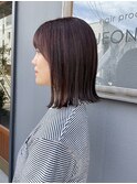 切りっぱなしボブ×ピンクオレンジ×インナーカラー
