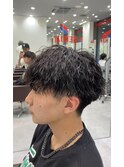 ツイストスパイラルマッシュ刈り上げツーブロックメンズパーマ
