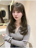 20代30代人気レイヤーカット/韓国ヘア/透明感カラー/オリーブ