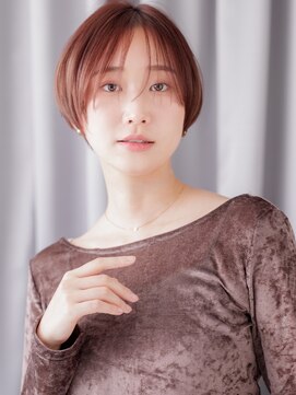 カバーヘア イヴ 戸頭店(COVER HAIR EVE) ミルクティーピンクベージュ小顔ひし形ショートボブTe1戸頭30代