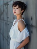 ☆ダークパープルナチュラルショートミルクブラウン髪質改善ボブ