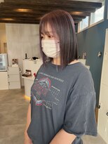 プラス ファースト ヘア(Plus 1st)&nbsp;アンブレラカラー×モーヴピンク×切りっぱなしボブ