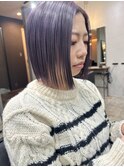 ぷちゅん/切りっぱなしボブ/ラベンダーパープル/ぱっつんボブ