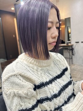 アン(un) ぷちゅん/切りっぱなしボブ/ラベンダーパープル/ぱっつんボブ