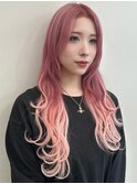 チェリーピンクグラデーションレイヤーカット