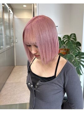 サンクマーケット 渋谷(cinq MARKET) 渋谷ブリーチカラー切りっぱなしボブハイトーンピンクベージュ