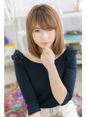 斜めバング艶カラー美人髪ナチュラルストレート