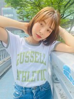 アメリ 新宿(Ameri)&nbsp;Ameri ミニボブ×オリーブベージュ×シースルーバング【新宿】