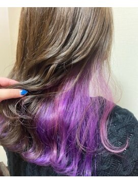 グルグル 新小岩店(GULGUL) ピンクベージュ ちら見えインナーカラー【パープル】 【佐藤】