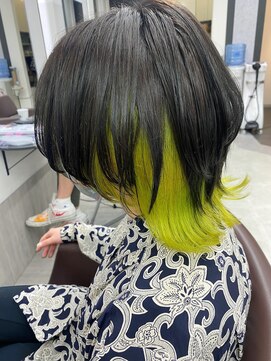 ジルバイジゼル(JILL by GiseL) ウルフボブ×ライムイエロー