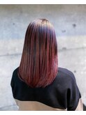 大人可愛いくすみピンクバレイヤージュ/Aラインロブヘア池袋