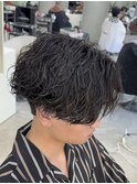 MEN'S HAIR 波巻きパーマ 波巻きスパイラル  ブルーブラック