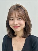 韓国風レイヤーボブ顔まわりカットオリーブベージュカラー