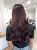 桑名ロングレイヤーカットロングヘアピンクブラウンカラー韓国