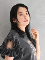 アース 二俣川店(HAIR&MAKE EARTH)&nbsp;二俣川_レディース_セミロング_黒髪_コテ巻き_ナチュラル_小顔