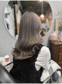 ケアブリーチミルクティーグレージュレイヤーカット韓国ヘア岡山
