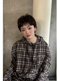 ラウンドバングショート/ワンカールパーマ