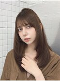 小顔ロングレイヤーカット顔周り秋グレージュカラー透明感カラー