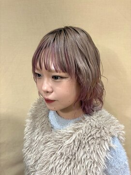 サラ ビューティ サイト 春日(SARA Beauty sight) 『インナーデザインカラー』ピンク×ベージュ/ブリーチWカラー