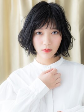 カバーヘア イヴ 戸頭店(COVER HAIR EVE) ダークアッシュ/ネイビーブルー/小顔ボブ/ふんわりボブ/暗髪e