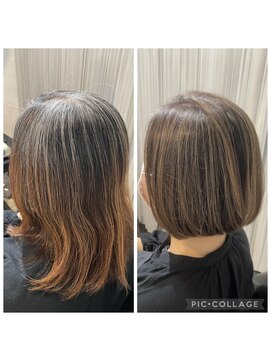 ラブクロムトーキョー オモテサンドウ(LOVECHROME OMOTESANDO) 簡単スタイリング　白髪ぼかし　ツヤ髪