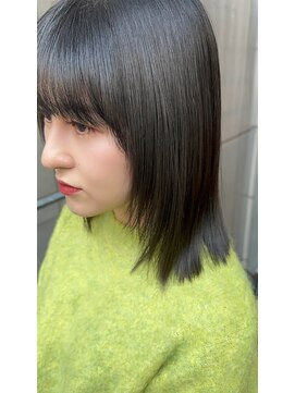 マイラ 銀座(myla) 【田村】フェイスレイヤーロングレーベージュ小顔前髪パーマ黒髪