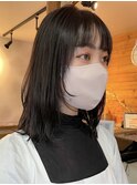 ミディアム/ダークカラー/ダークグレージュ/顔まわりカット