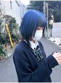 ダブルカラー/黒髪/ボブルフ/ネビージュ/原宿/前髪/ウルフカット