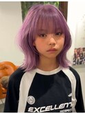 パープルカラー　顔まわりカット