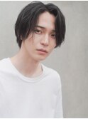 かき上げヘア　ニュアンスマッシュ　センターパート　ビジネス