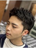 フェザーパーマサーフカール刈り上げセンターパート Y