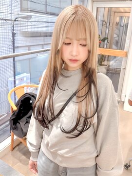 リラ バイ ミラ 新宿(LILA by MILA) 透明感ブリーチダブルカラー／ハイトーン大人こなれミディ/新宿