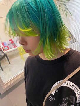 ナイーブヘアデザイン(NAiVE HAIR DESIGN) 【NAiVE hair】ミントグリーンxイエロー
