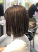 大人可愛い♪細目ハイライト×透明感ストレートボブスタイル