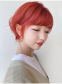 【morio 原宿】オレンジショート　ダブルカラー　ハイトーン