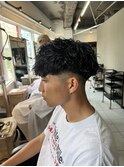 スペインカール　フェード　メンズショート　メンズパーマ