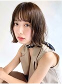 外ハネボブ 切りっぱなしボブ 外ハネパーマ 韓国ボブ 小顔前髪