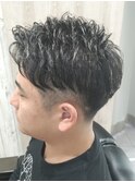 新発田万代理容バーバーフェードアイロンパーマ濡れパン色気渋い